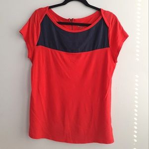 🇺🇸 Color Block Cap Sleeve Tee | XL | Red Navy